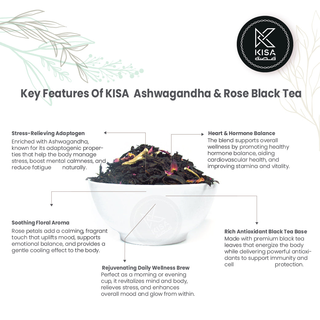 KISA ASHWAGHANDA & ROSE HERBAL BLACK TEA