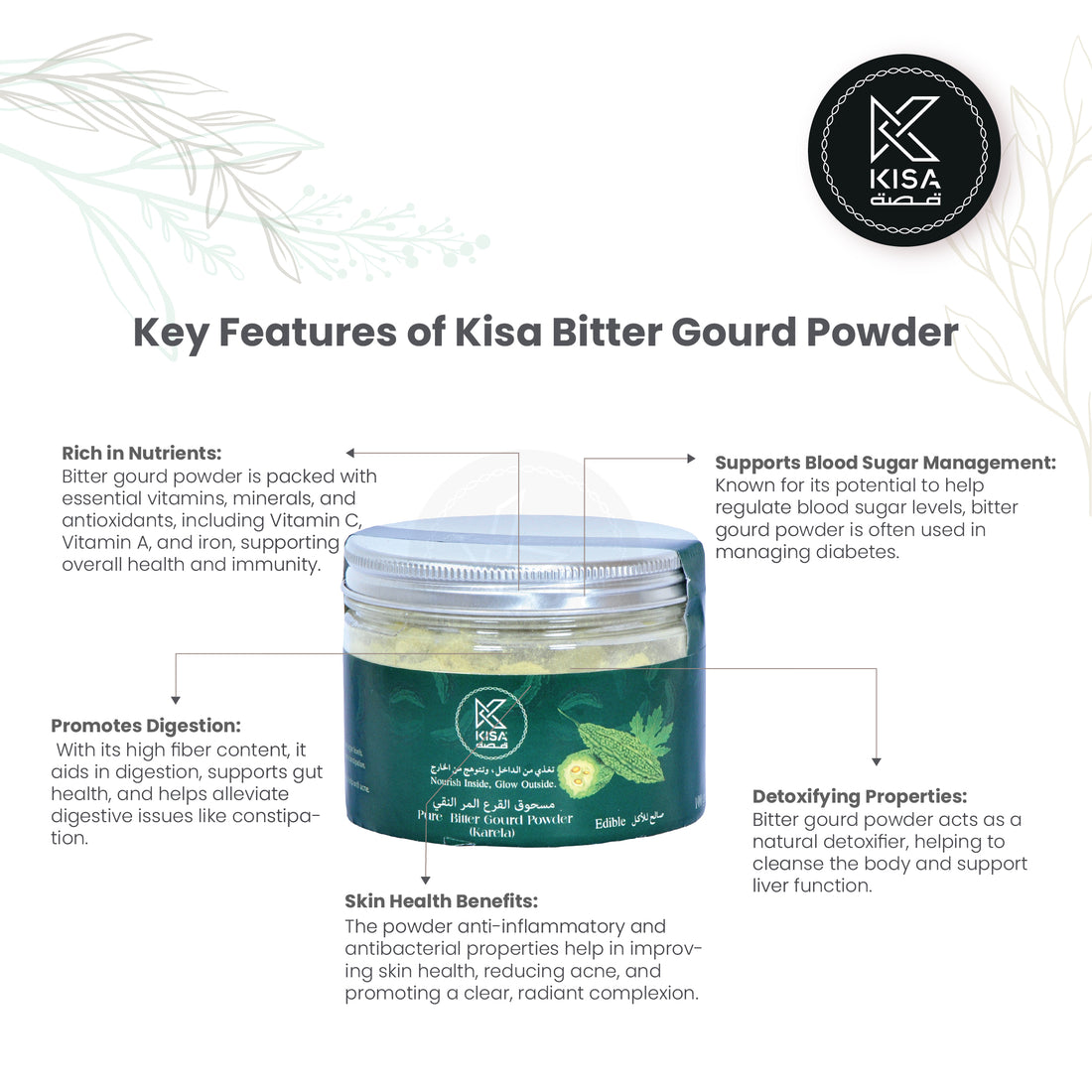 KISA PURE BITTER GOURD POWDER 100 GRM BOTTLE