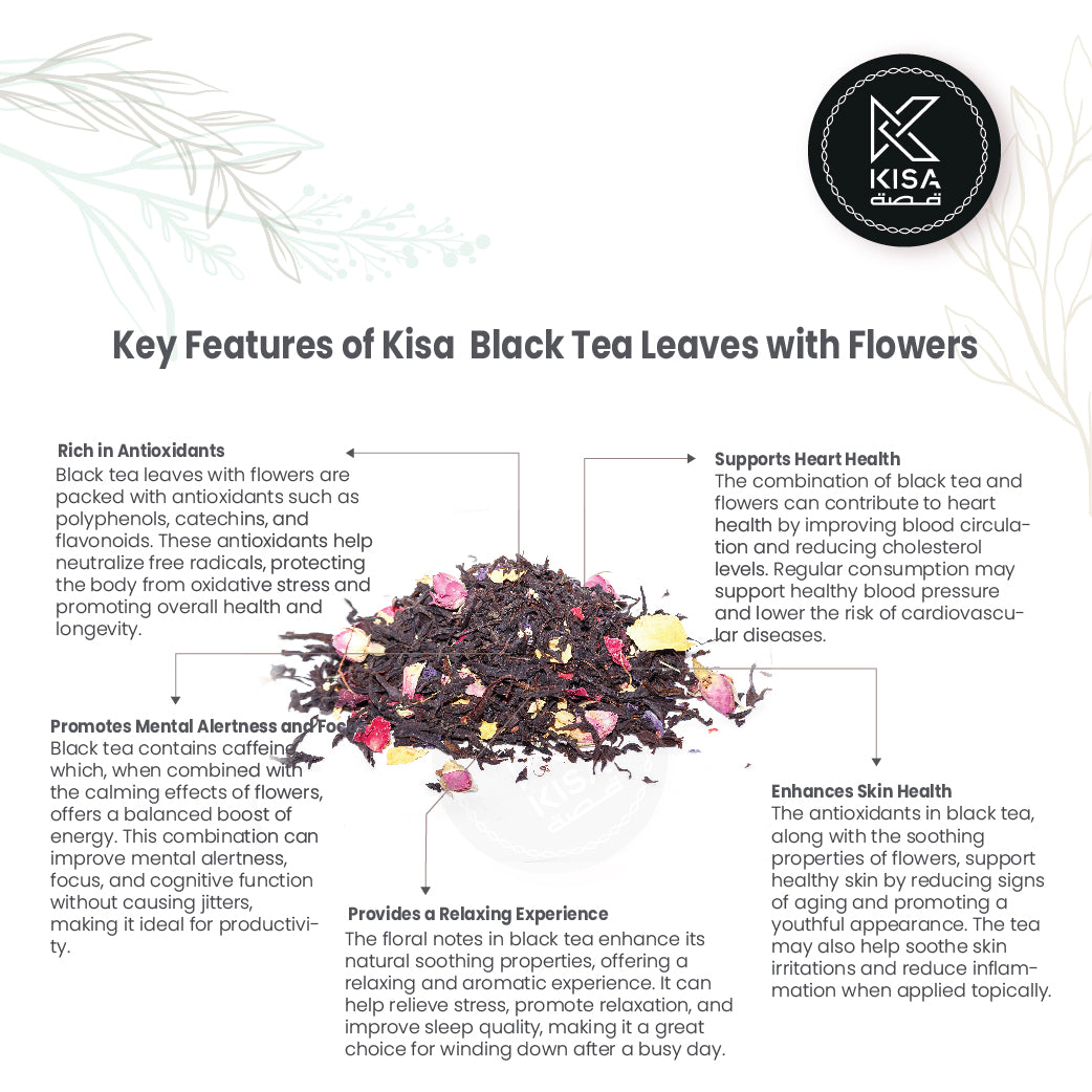 TEA LEAVES BALCK WITH ROSE & FLOWERS (WARD)