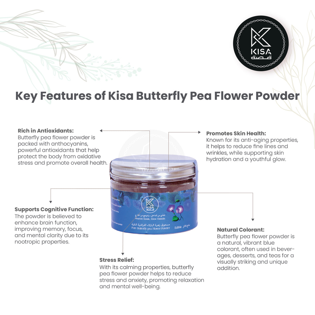 KISA PURE BUTTERFLY PEA FLOWER / BLUE MATCHA 10O GM BTL