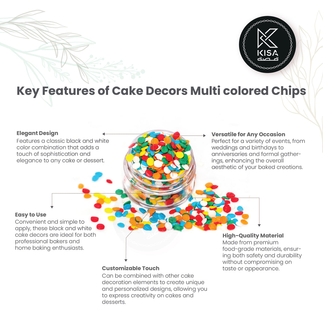 CAKE DECORATION MULTI COLOUR CHIPS  SWEETS 120 gm