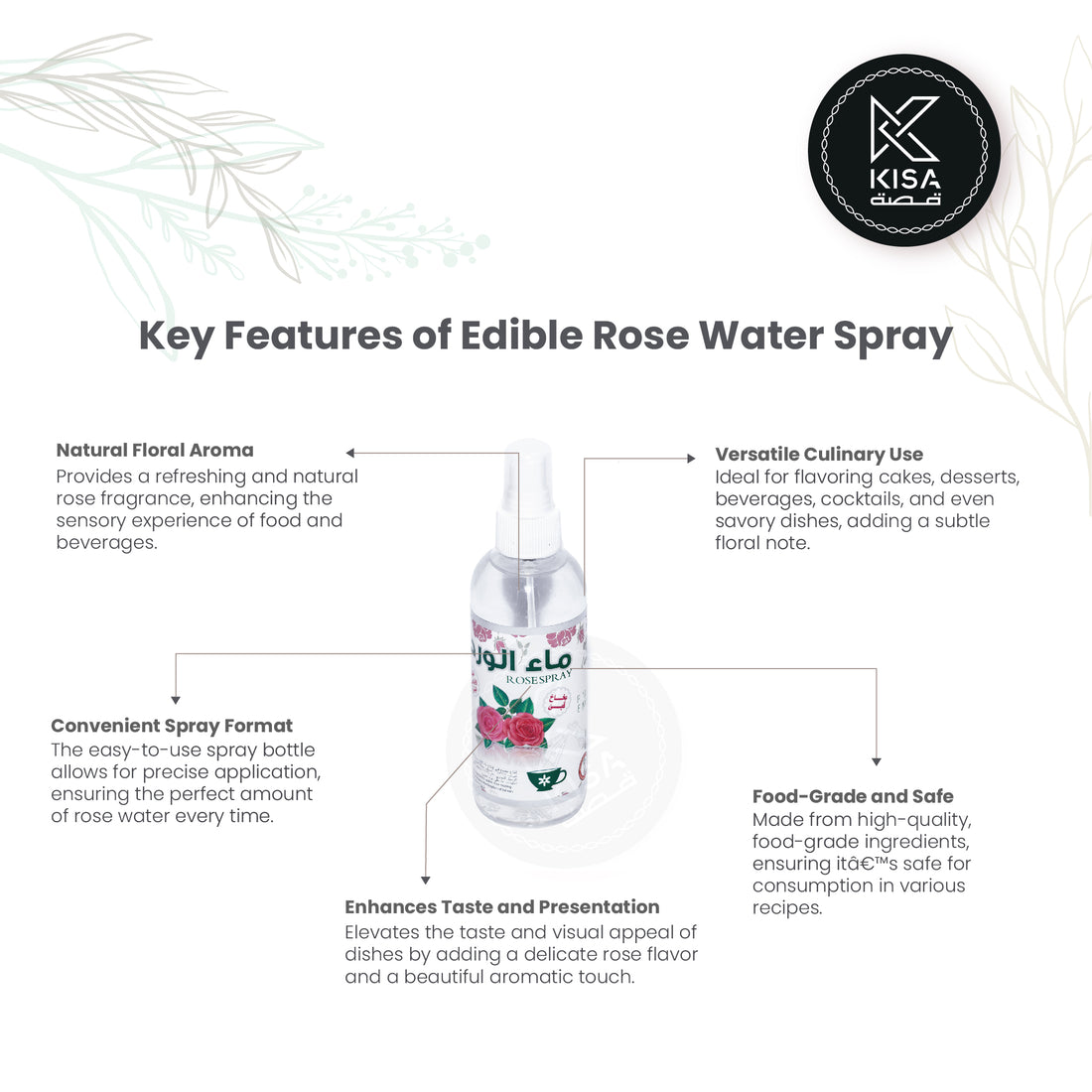 ROSE WATER SPRAY  EDIBLE 200 ml