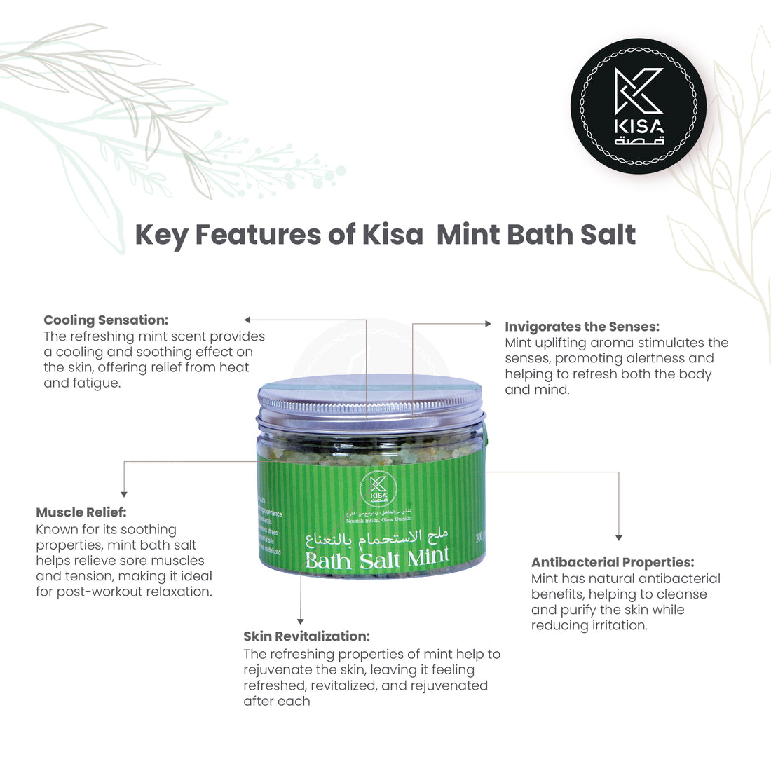 KISA BATH SALT MINT   300 gm BOTTLE