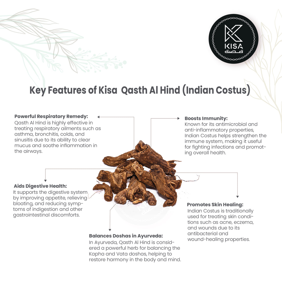 QASTH AL HIND - WHOLE / INDIAN COSTUS ROOTS