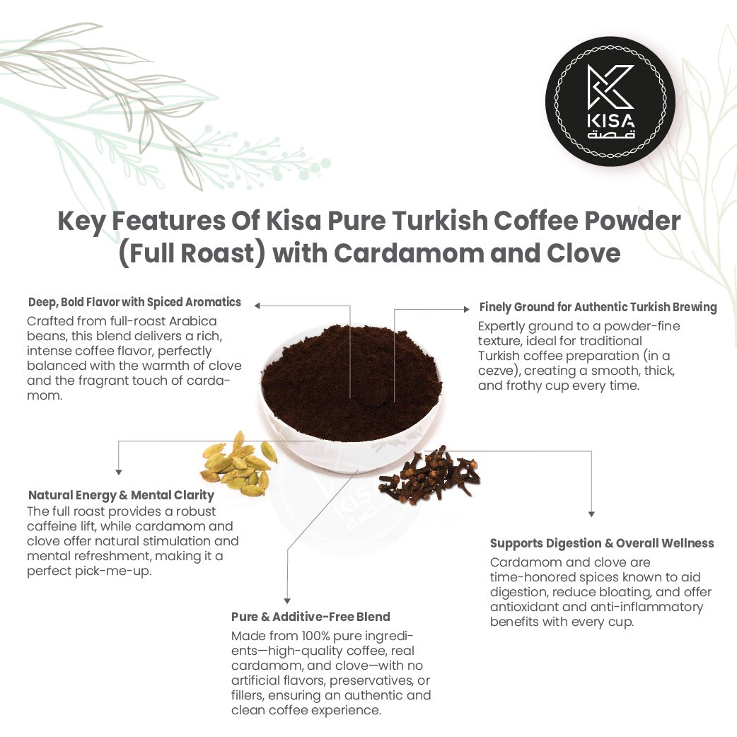 TURKISH COFFEE POWDER- TURKISH DARK(FULL ROAST) WITH CARDAMOM , CLOVE
